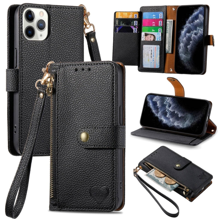 Étui de téléphone en cuir avec lanière à fermeture éclair Love, Pour iPhone 12 Pro Max, Pour iPhone 11 Pro Max, Pour iPhone 11, Pour iPhone 11 Pro, Pour iPhone X / XS, Pour iPhone XR, Pour iPhone XS Max, Pour iPhone 7 Plus / 8 Plus