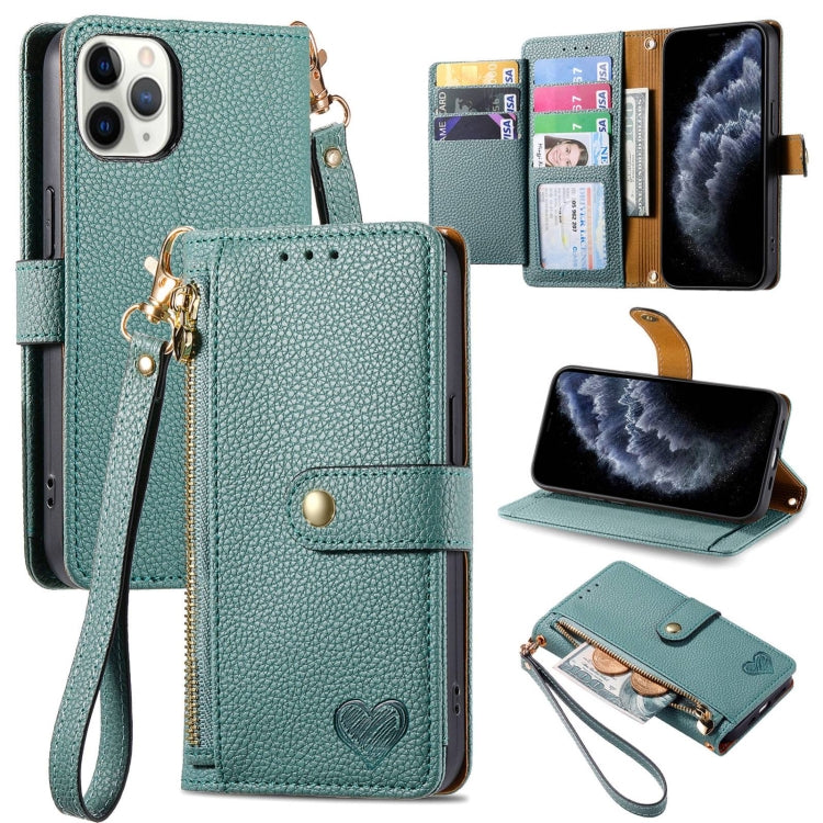Étui de téléphone en cuir avec lanière à fermeture éclair Love, Pour iPhone 12 Pro Max, Pour iPhone 11 Pro Max, Pour iPhone 11, Pour iPhone 11 Pro, Pour iPhone X / XS, Pour iPhone XR, Pour iPhone XS Max, Pour iPhone 7 Plus / 8 Plus