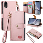 Étui de téléphone en cuir avec lanière à fermeture éclair Love, Pour iPhone 12 Pro Max, Pour iPhone 11 Pro Max, Pour iPhone 11, Pour iPhone 11 Pro, Pour iPhone X / XS, Pour iPhone XR, Pour iPhone XS Max, Pour iPhone 7 Plus / 8 Plus