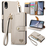 Étui de téléphone en cuir avec lanière à fermeture éclair Love, Pour iPhone 12 Pro Max, Pour iPhone 11 Pro Max, Pour iPhone 11, Pour iPhone 11 Pro, Pour iPhone X / XS, Pour iPhone XR, Pour iPhone XS Max, Pour iPhone 7 Plus / 8 Plus