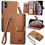 Étui de téléphone en cuir avec lanière à fermeture éclair Love, Pour iPhone 12 Pro Max, Pour iPhone 11 Pro Max, Pour iPhone 11, Pour iPhone 11 Pro, Pour iPhone X / XS, Pour iPhone XR, Pour iPhone XS Max, Pour iPhone 7 Plus / 8 Plus