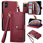 Étui de téléphone en cuir avec lanière à fermeture éclair Love, Pour iPhone 12 Pro Max, Pour iPhone 11 Pro Max, Pour iPhone 11, Pour iPhone 11 Pro, Pour iPhone X / XS, Pour iPhone XR, Pour iPhone XS Max, Pour iPhone 7 Plus / 8 Plus