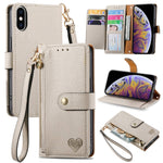 Étui de téléphone en cuir avec lanière à fermeture éclair Love, Pour iPhone 12 Pro Max, Pour iPhone 11 Pro Max, Pour iPhone 11, Pour iPhone 11 Pro, Pour iPhone X / XS, Pour iPhone XR, Pour iPhone XS Max, Pour iPhone 7 Plus / 8 Plus