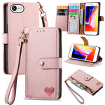 Coque de téléphone en cuir avec fermeture éclair et dragonne, pour iPhone 14 Pro Max, pour iPhone 7 / 8 / SE 2022, pour iPhone 13 Pro Max, pour iPhone 13 Pro, pour iPhone 13, pour iPhone 13 mini, pour iPhone 12 mini, pour iPhone 12 / 12 Pro