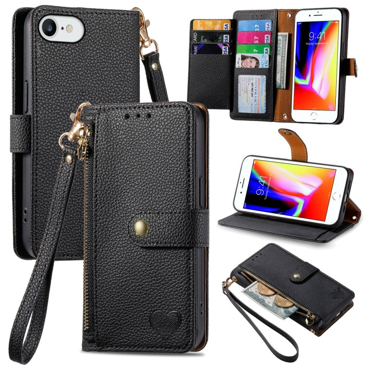 Coque de téléphone en cuir avec fermeture éclair et dragonne, pour iPhone 14 Pro Max, pour iPhone 7 / 8 / SE 2022, pour iPhone 13 Pro Max, pour iPhone 13 Pro, pour iPhone 13, pour iPhone 13 mini, pour iPhone 12 mini, pour iPhone 12 / 12 Pro