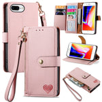 Étui de téléphone en cuir avec lanière à fermeture éclair Love, Pour iPhone 12 Pro Max, Pour iPhone 11 Pro Max, Pour iPhone 11, Pour iPhone 11 Pro, Pour iPhone X / XS, Pour iPhone XR, Pour iPhone XS Max, Pour iPhone 7 Plus / 8 Plus