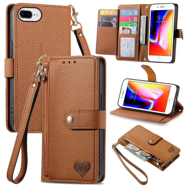 Étui de téléphone en cuir avec lanière à fermeture éclair Love, Pour iPhone 12 Pro Max, Pour iPhone 11 Pro Max, Pour iPhone 11, Pour iPhone 11 Pro, Pour iPhone X / XS, Pour iPhone XR, Pour iPhone XS Max, Pour iPhone 7 Plus / 8 Plus