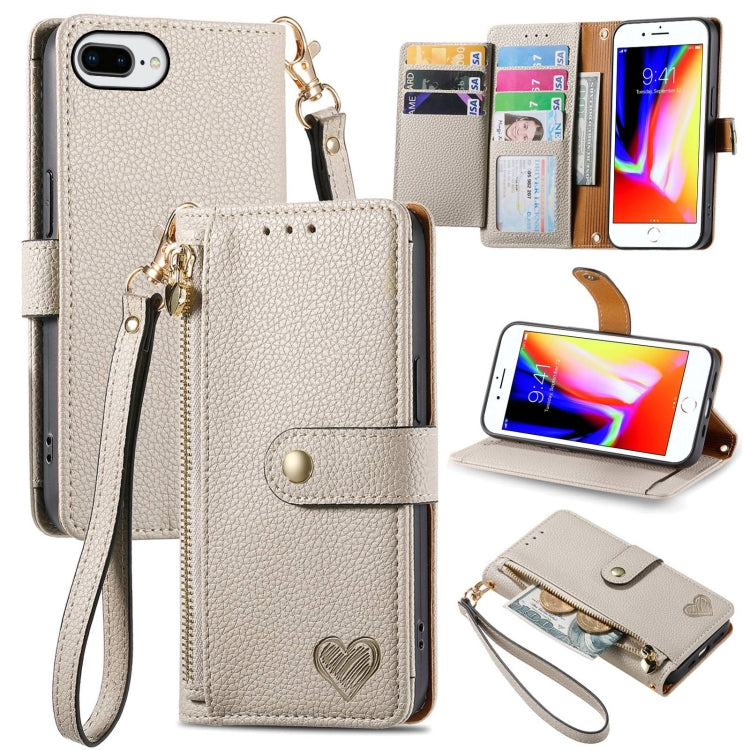Étui de téléphone en cuir avec lanière à fermeture éclair Love, Pour iPhone 12 Pro Max, Pour iPhone 11 Pro Max, Pour iPhone 11, Pour iPhone 11 Pro, Pour iPhone X / XS, Pour iPhone XR, Pour iPhone XS Max, Pour iPhone 7 Plus / 8 Plus