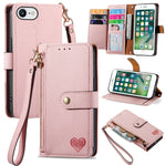 Étui de téléphone en cuir avec lanière à fermeture éclair Love, Pour iPhone 12 Pro Max, Pour iPhone 11 Pro Max, Pour iPhone 11, Pour iPhone 11 Pro, Pour iPhone X / XS, Pour iPhone XR, Pour iPhone XS Max, Pour iPhone 7 Plus / 8 Plus