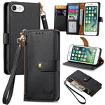 Étui de téléphone en cuir avec lanière à fermeture éclair Love, Pour iPhone 12 Pro Max, Pour iPhone 11 Pro Max, Pour iPhone 11, Pour iPhone 11 Pro, Pour iPhone X / XS, Pour iPhone XR, Pour iPhone XS Max, Pour iPhone 7 Plus / 8 Plus
