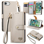 Étui de téléphone en cuir avec lanière à fermeture éclair Love, Pour iPhone 12 Pro Max, Pour iPhone 11 Pro Max, Pour iPhone 11, Pour iPhone 11 Pro, Pour iPhone X / XS, Pour iPhone XR, Pour iPhone XS Max, Pour iPhone 7 Plus / 8 Plus