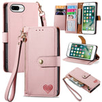 Étui de téléphone en cuir avec lanière à fermeture éclair Love, Pour iPhone 12 Pro Max, Pour iPhone 11 Pro Max, Pour iPhone 11, Pour iPhone 11 Pro, Pour iPhone X / XS, Pour iPhone XR, Pour iPhone XS Max, Pour iPhone 7 Plus / 8 Plus