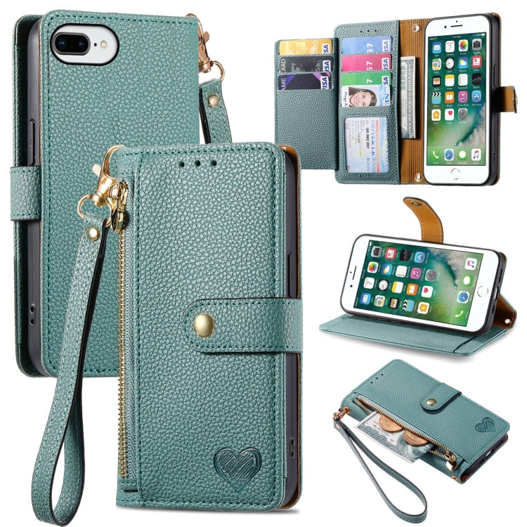 Étui de téléphone en cuir avec lanière à fermeture éclair Love, Pour iPhone 12 Pro Max, Pour iPhone 11 Pro Max, Pour iPhone 11, Pour iPhone 11 Pro, Pour iPhone X / XS, Pour iPhone XR, Pour iPhone XS Max, Pour iPhone 7 Plus / 8 Plus