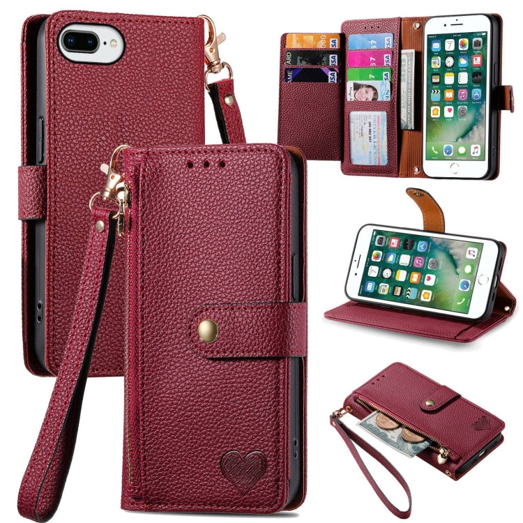 Étui de téléphone en cuir avec lanière à fermeture éclair Love, Pour iPhone 12 Pro Max, Pour iPhone 11 Pro Max, Pour iPhone 11, Pour iPhone 11 Pro, Pour iPhone X / XS, Pour iPhone XR, Pour iPhone XS Max, Pour iPhone 7 Plus / 8 Plus