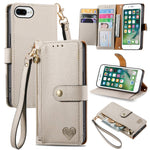 Étui de téléphone en cuir avec lanière à fermeture éclair Love, Pour iPhone 12 Pro Max, Pour iPhone 11 Pro Max, Pour iPhone 11, Pour iPhone 11 Pro, Pour iPhone X / XS, Pour iPhone XR, Pour iPhone XS Max, Pour iPhone 7 Plus / 8 Plus