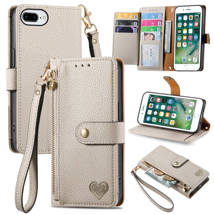 Étui de téléphone en cuir avec lanière à fermeture éclair Love, Pour iPhone 12 Pro Max, Pour iPhone 11 Pro Max, Pour iPhone 11, Pour iPhone 11 Pro, Pour iPhone X / XS, Pour iPhone XR, Pour iPhone XS Max, Pour iPhone 7 Plus / 8 Plus
