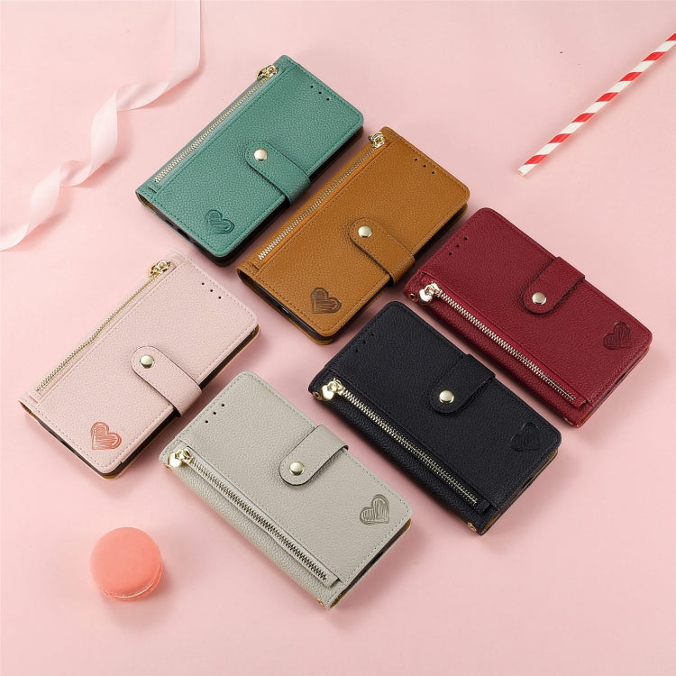 Étui de téléphone en cuir avec lanière à fermeture éclair Love, Pour iPhone 12 Pro Max, Pour iPhone 11 Pro Max, Pour iPhone 11, Pour iPhone 11 Pro, Pour iPhone X / XS, Pour iPhone XR, Pour iPhone XS Max, Pour iPhone 7 Plus / 8 Plus