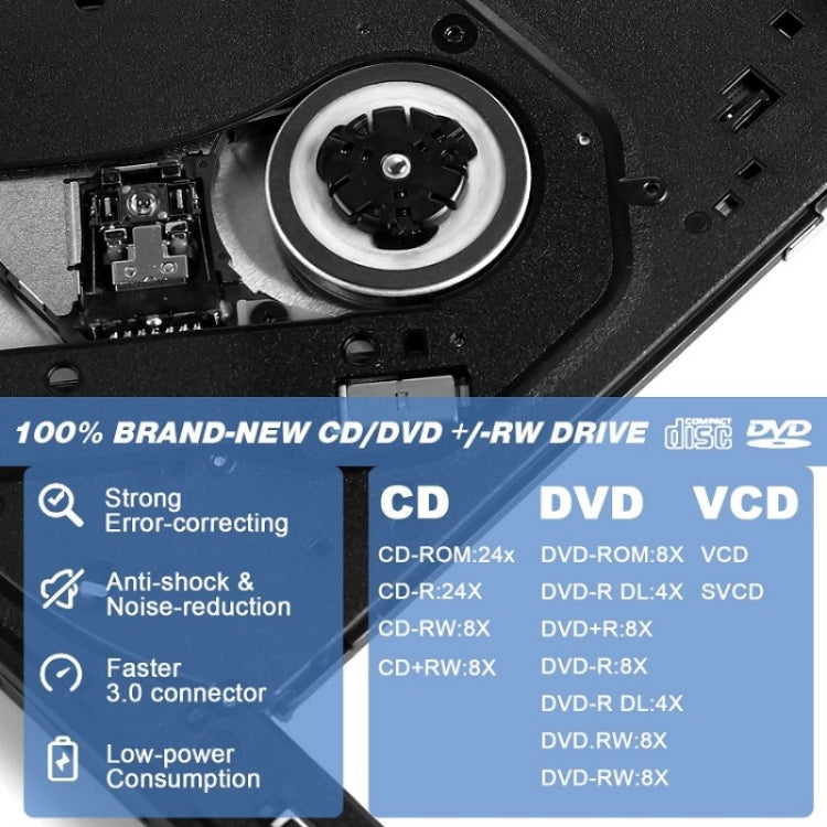 Lecteur CD portable externe USB 3.0 pour ordinateur portable et bureau, graveur CD-RW, BT638