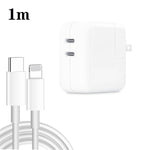 Chargeur PD3.0 35W USB-C / Type-C à double port avec câble de données Type-C vers 8 broches, prise US, prise US + câble 8 broches 1m, prise US + câble 8 broches 2m