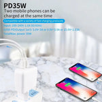Chargeur PD3.0 35W USB-C / Type-C à double port avec câble de données Type-C vers 8 broches, prise US, prise US + câble 8 broches 1m, prise US + câble 8 broches 2m