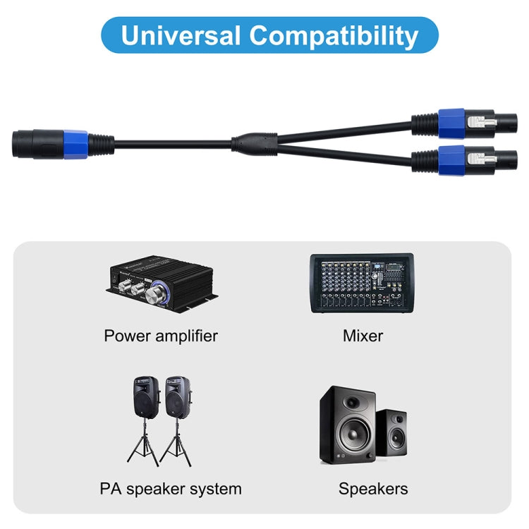 Câble adaptateur audio JUNSUNMAY Speakon femelle vers Speakon mâle 2 en 1, longueur : 50cm