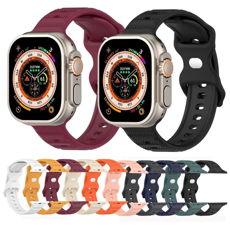Bracelet de montre en silicone texturé à pois à boucle inversée, pour Apple Watch 38 mm
