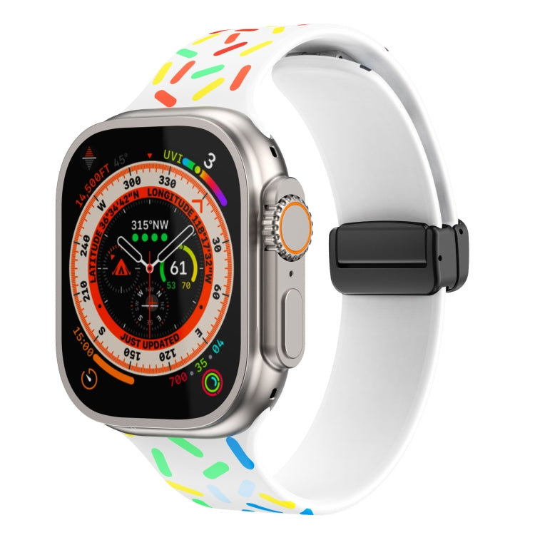 Bracelet de montre magnétique en silicone à pois multicolores et boucle noire, pour Apple Watch 38 mm