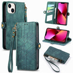 Geometric Zipper Wallet Side Buckle Leather Phone Case, For iPhone 14 Pro Max, For iPhone 7 / 8 / SE 2022, For iPhone 13 Pro Max, For iPhone 13 Pro, For iPhone 13, For iPhone 12 / 12 Pro, For iPhone 12 Pro Max, For iPhone 11 Pro Max