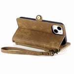 Étui de téléphone en cuir avec boucle latérale et portefeuille zippé géométrique, pour iPhone 11, pour iPhone 11 Pro, pour iPhone X / XS, pour iPhone XR, pour iPhone XS Max, pour iPhone 7 Plus / 8 Plus, pour iPhone 6 Plus / 6s Plus, pour iPhone 6 / 6s