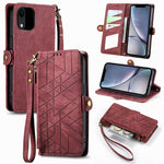 Étui de téléphone en cuir avec boucle latérale et portefeuille zippé géométrique, pour iPhone 11, pour iPhone 11 Pro, pour iPhone X / XS, pour iPhone XR, pour iPhone XS Max, pour iPhone 7 Plus / 8 Plus, pour iPhone 6 Plus / 6s Plus, pour iPhone 6 / 6s