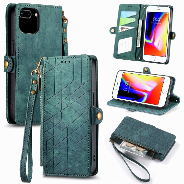 Étui de téléphone en cuir avec boucle latérale et portefeuille zippé géométrique, pour iPhone 11, pour iPhone 11 Pro, pour iPhone X / XS, pour iPhone XR, pour iPhone XS Max, pour iPhone 7 Plus / 8 Plus, pour iPhone 6 Plus / 6s Plus, pour iPhone 6 / 6s