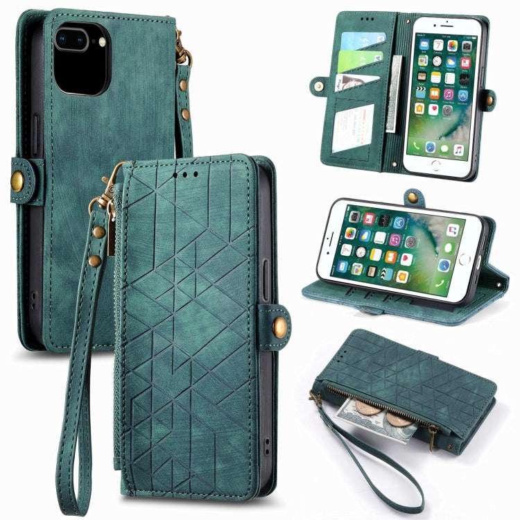Étui de téléphone en cuir avec boucle latérale et portefeuille zippé géométrique, pour iPhone 11, pour iPhone 11 Pro, pour iPhone X / XS, pour iPhone XR, pour iPhone XS Max, pour iPhone 7 Plus / 8 Plus, pour iPhone 6 Plus / 6s Plus, pour iPhone 6 / 6s