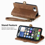 Étui de téléphone en cuir avec fermeture éclair géométrique et boucle latérale, Pour iPhone 17e / 16e, Pour iPhone 17 Pro Max, Pour iPhone 17 Pro, Pour iPhone 17, Pour iPhone Air, Pour iPhone 16 Pro Max, Pour iPhone 16 Pro, Pour iPhone 16 Plus
