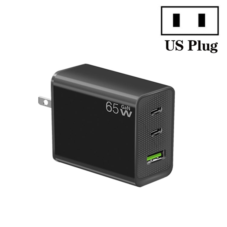 Adaptateur ordinateur portable GaN PD65W Type-C x 2 + USB3.0 pour séries Apple MacBook, prise US