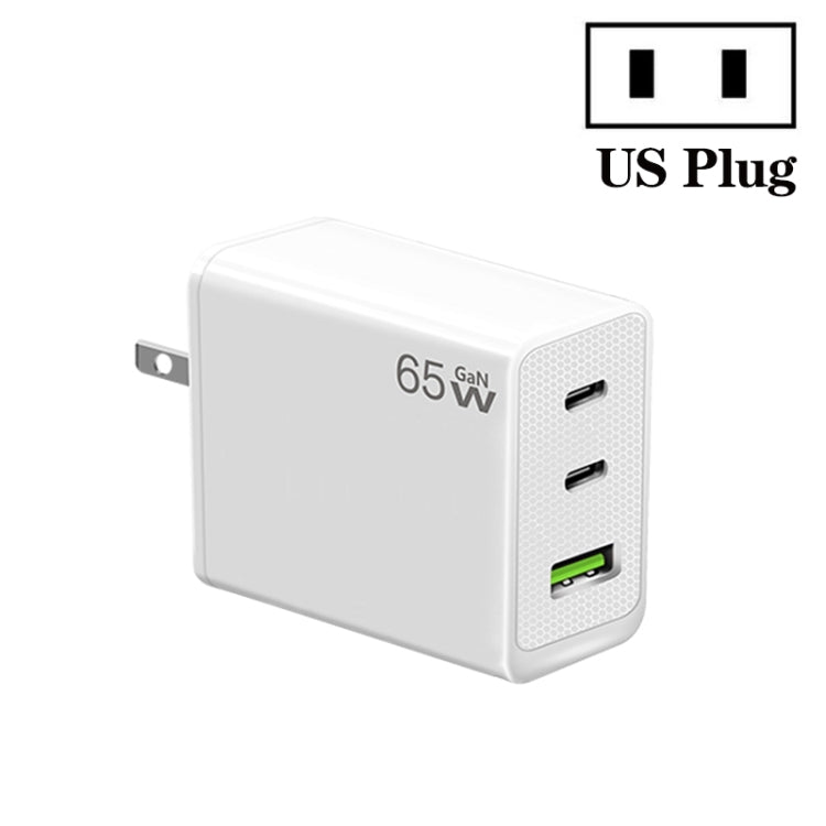 Adaptateur ordinateur portable GaN PD65W Type-C x 2 + USB3.0 pour séries Apple MacBook, prise US