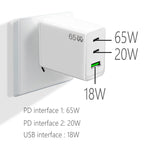 Adaptateur ordinateur portable GaN PD65W Type-C x 2 + USB3.0 pour séries Apple MacBook, prise US