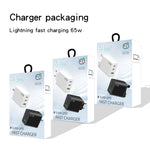 Adaptateur ordinateur portable GaN PD65W Type-C x 2 + USB3.0 pour séries Apple MacBook, prise US
