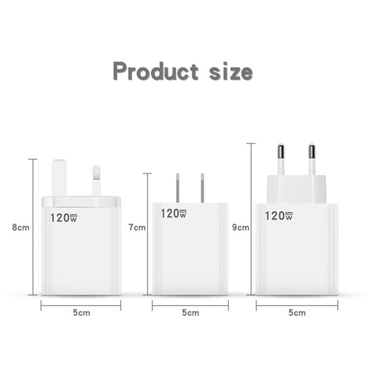 Chargeur super rapide USB 120W, prise EU, prise US, prise UK