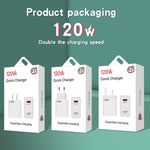 Chargeur super rapide USB 120W, prise EU, prise US, prise UK
