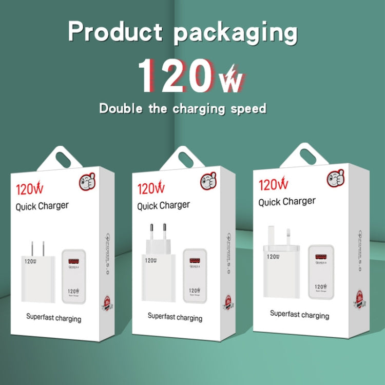 Chargeur super rapide USB 120W, prise EU, prise US, prise UK