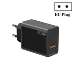 GaN PD48W Type-C PD3.0 + USB3.0 Notebook Adapter for MacBook Series ，EU Plug, EU Plug
