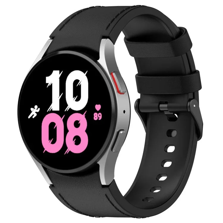 Bracelet de montre en cuir de silicone noir avec boucle, pour Samsung Galaxy Watch 6 Classic, pour Samsung Galaxy Watch 6
