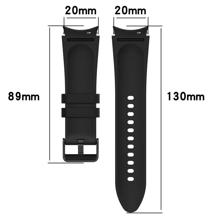 Bracelet de montre en cuir de silicone noir avec boucle, pour Samsung Galaxy Watch 6 Classic, pour Samsung Galaxy Watch 6