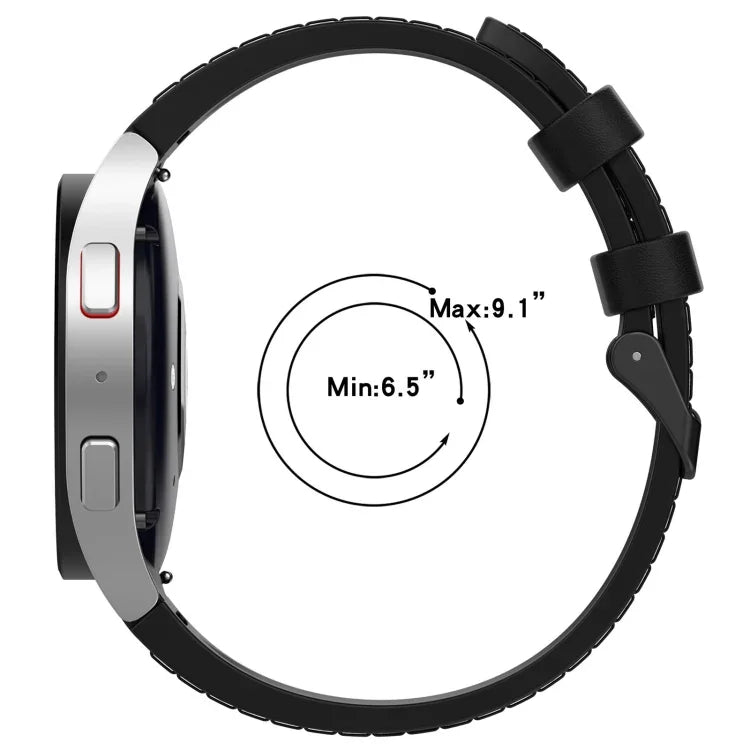 Bracelet de montre en cuir de silicone noir avec boucle, pour Samsung Galaxy Watch 6 Classic, pour Samsung Galaxy Watch 6