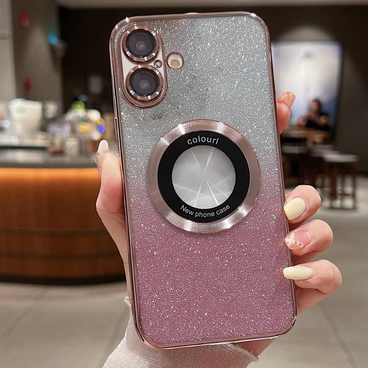 Coque de téléphone en TPU avec placage électrolytique à paillettes dégradées MagSafe, Pour iPhone 17e / 16e, Pour iPhone 17 Pro Max, Pour iPhone 17 Pro, Pour iPhone 17, Pour iPhone Air, Pour iPhone 16 Pro Max