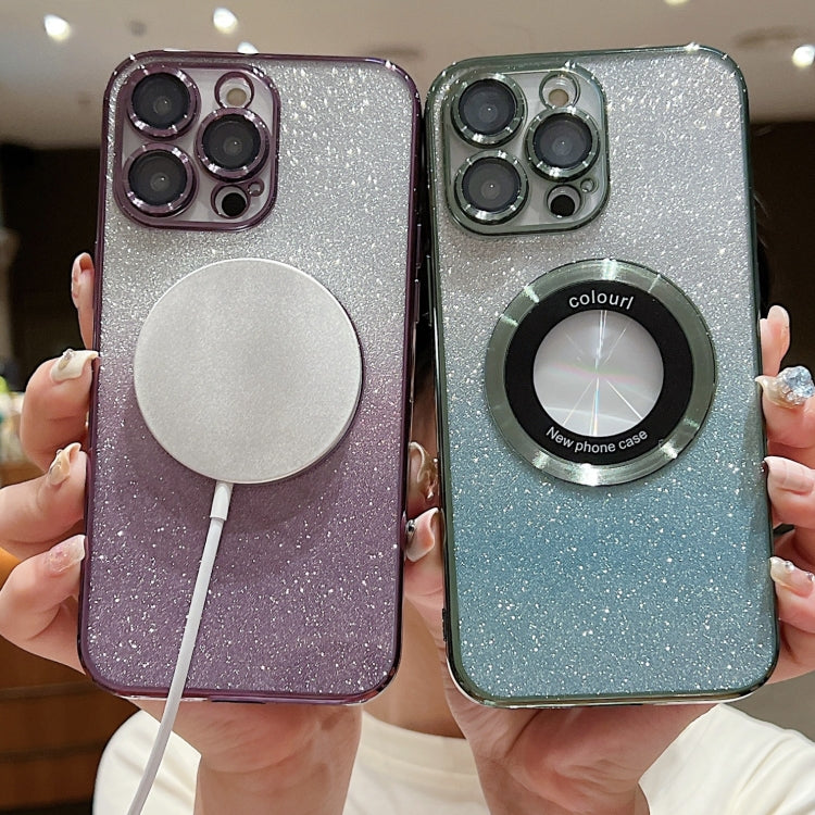 Coque de téléphone en TPU MagSafe électrolytique à paillettes dégradées, pour iPhone 16 Pro, pour iPhone 16 Plus, pour iPhone 15 Pro Max, pour iPhone 15 Pro, pour iPhone 15 Plus, pour iPhone 15, pour iPhone 14 Plus