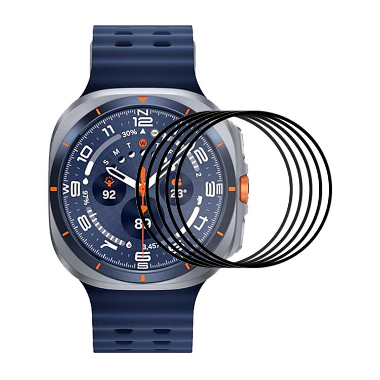 5pcs Film d'écran HD en PMMA avec bord souple en PC à couverture complète ENKAY 3D, pour Samsung Galaxy Watch Ultra 47mm / Ultra 2025, pour Samsung Galaxy Watch8 Classic 46mm, pour Samsung Galaxy Watch8 44mm, pour Samsung Galaxy Watch8 40mm