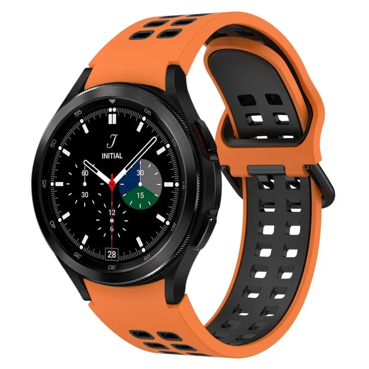 Bracelet de montre bicolore en silicone respirant, pour Samsung Galaxy Watch 4 Classic 42mm