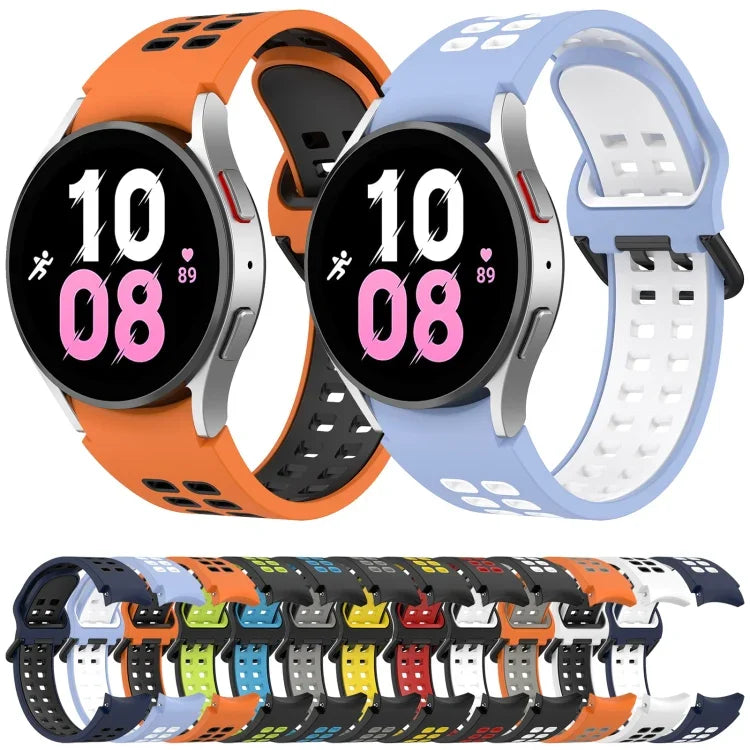 Bracelet de montre bicolore en silicone respirant, pour Samsung Galaxy Watch 4 Classic 42mm