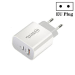 Chargeur double port PD30W USB-C / Type-C + QC3.0 USB, prise EU, prise US, prise AU